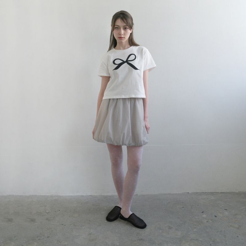 White Ribbon Semi-Crop T-Shrit