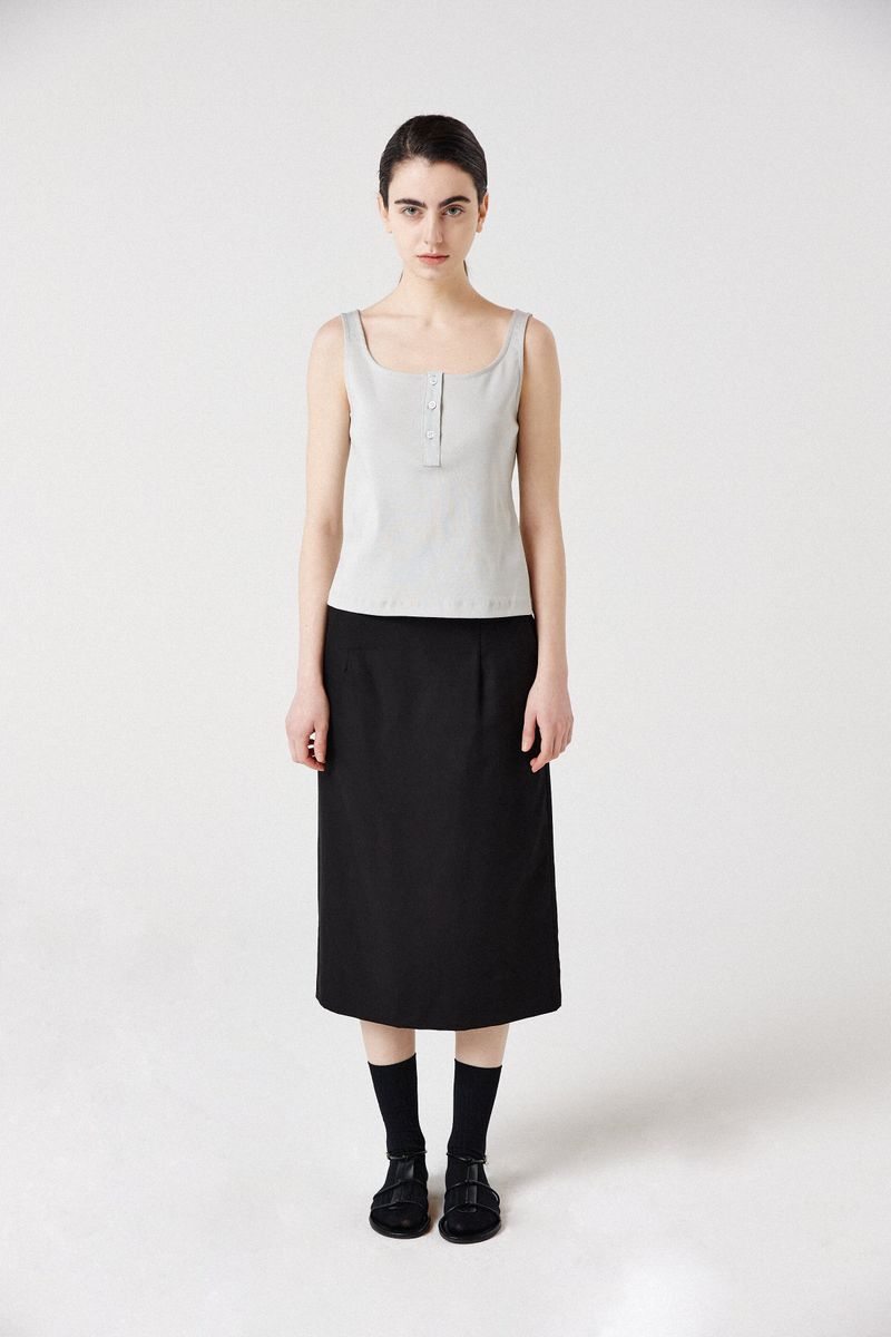 wool line midi skirt_black