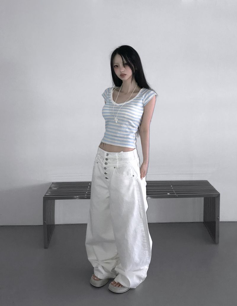 Ann striped v-tee (2 color)