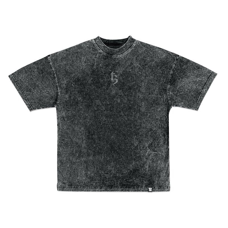 BETREZ OVERSIZED ACID WASH TEE - BLACK LOGO