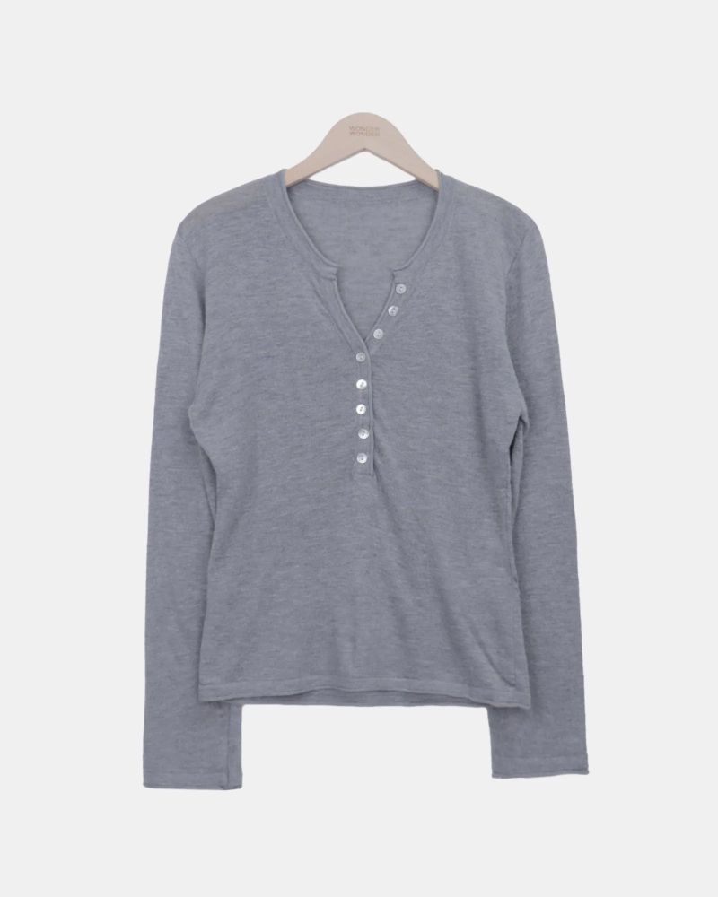Chea Button V-Neck Long-Sleeve Knit