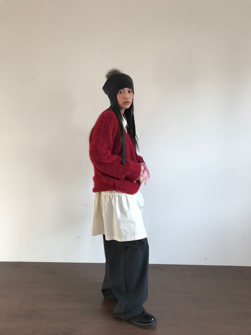 Pom-pom knit beret (3color)