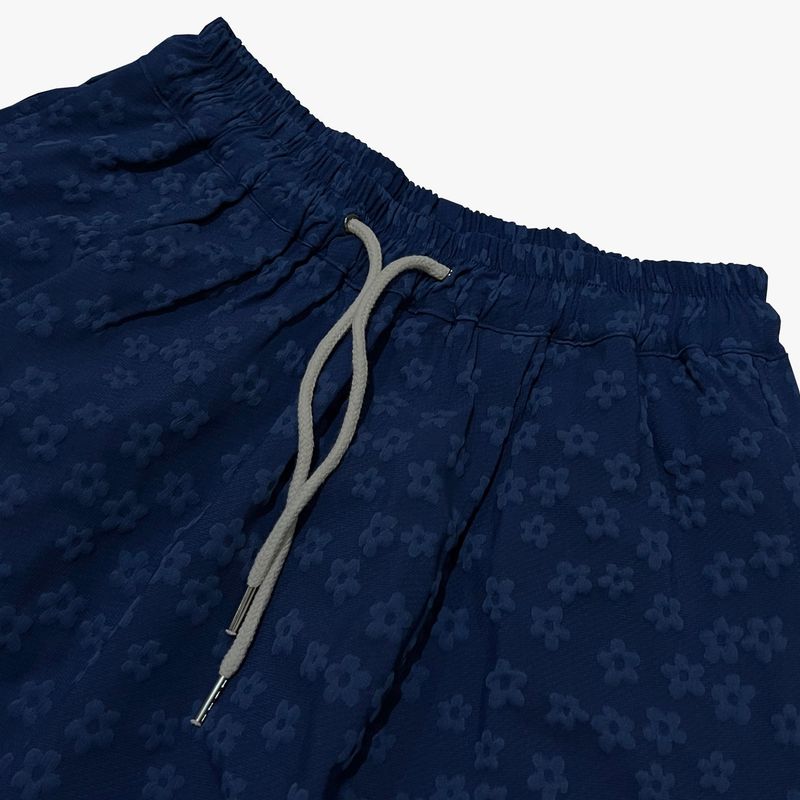 flower turn-up shorts_blue