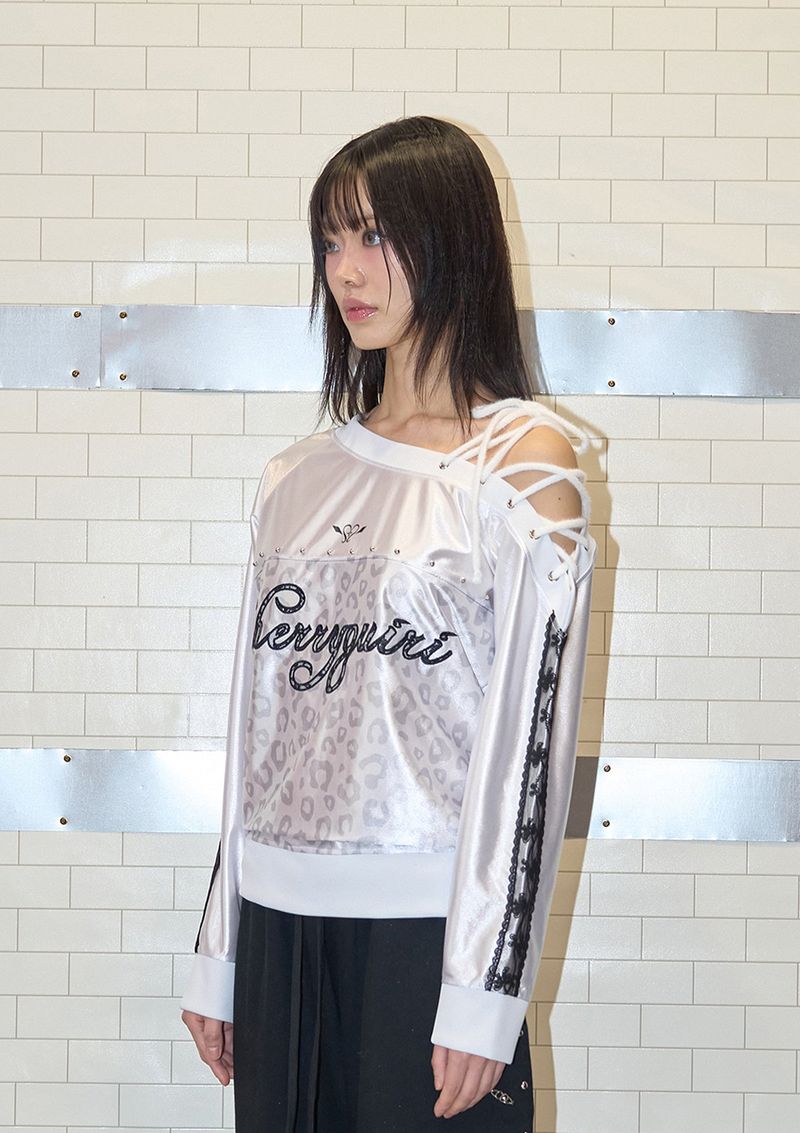 leopard lace uniform mtm - white