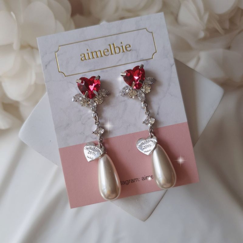 Heart Jewel Longdrop Piercing - Rosepink