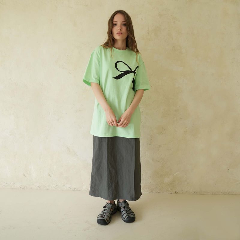 Charcoal Slit Nylon Zipper Skirt