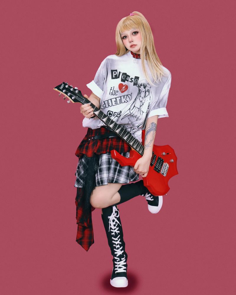 double punk unbalanced skirt