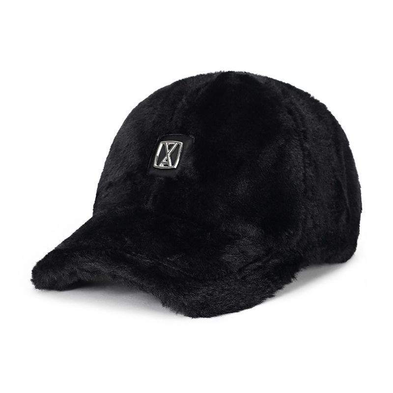 VA Square Stud Fur Ball Cap / Black