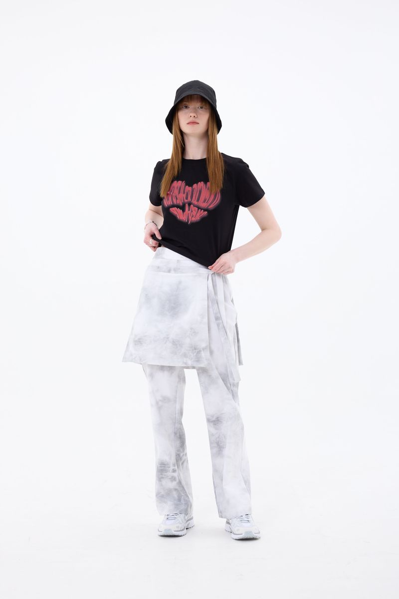 RAINDROP SKIRT PANTS / BLACK
