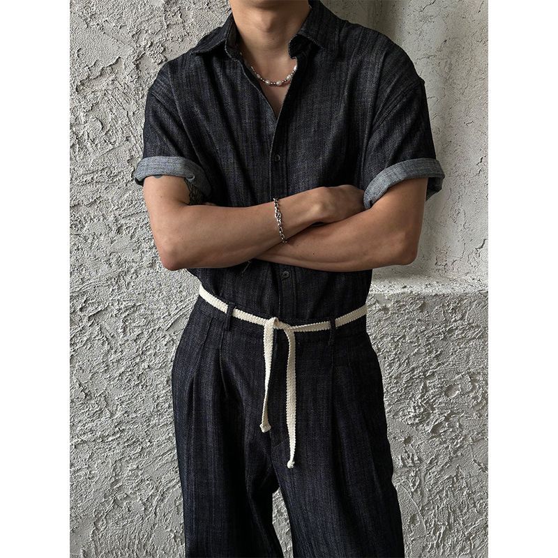 [SET UP] Premium linen string denim shirts (2color)