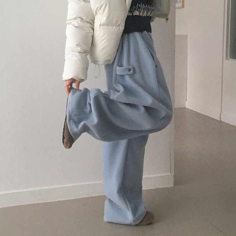 Pingti Side Snap Fleece Wide Pants