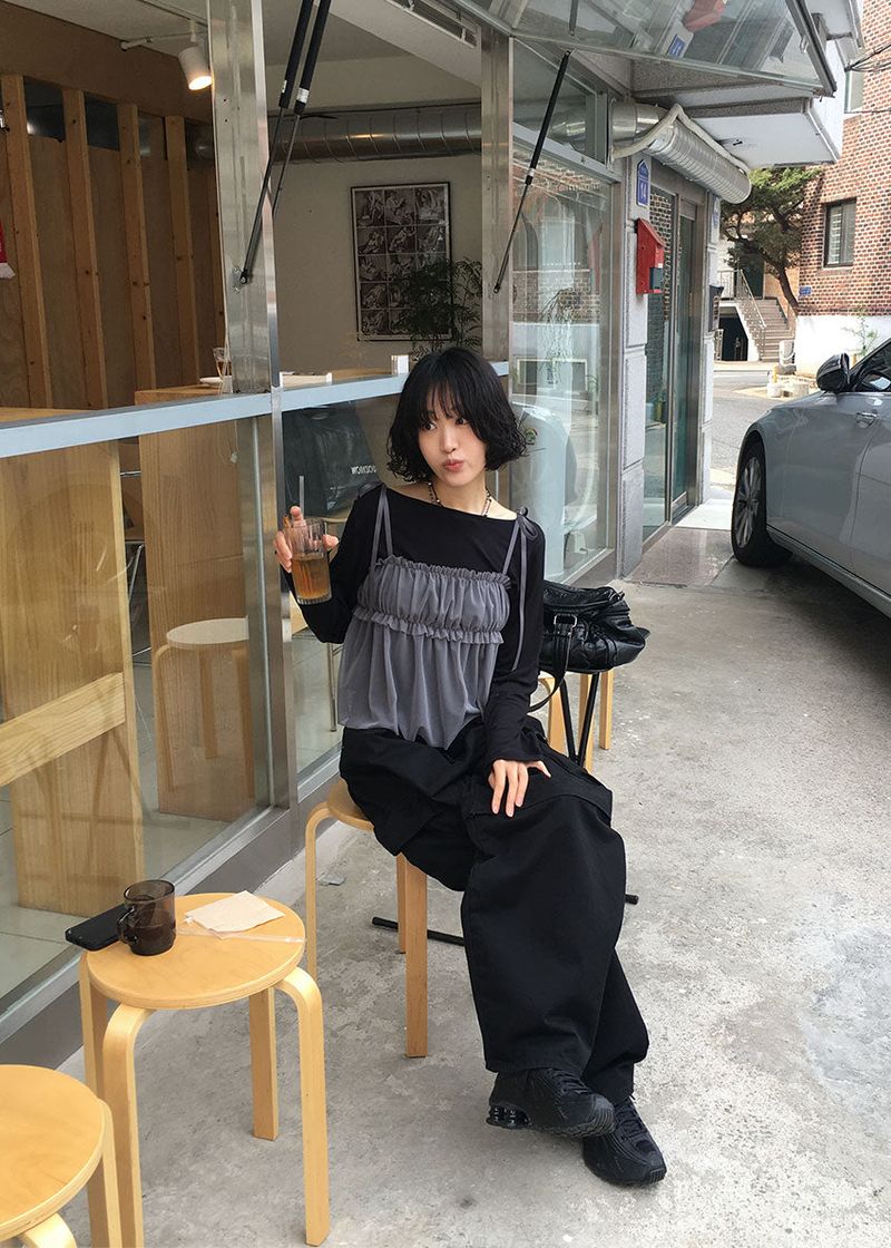 MESH SHIRRING TOP
