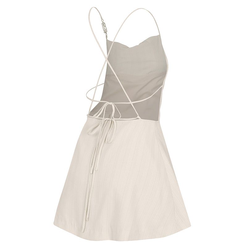 BACK POINT PLEATS WOVEN DRESS [MULTI]