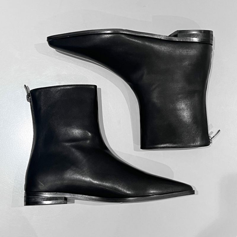 Leather stiletto ankle boots (Black)