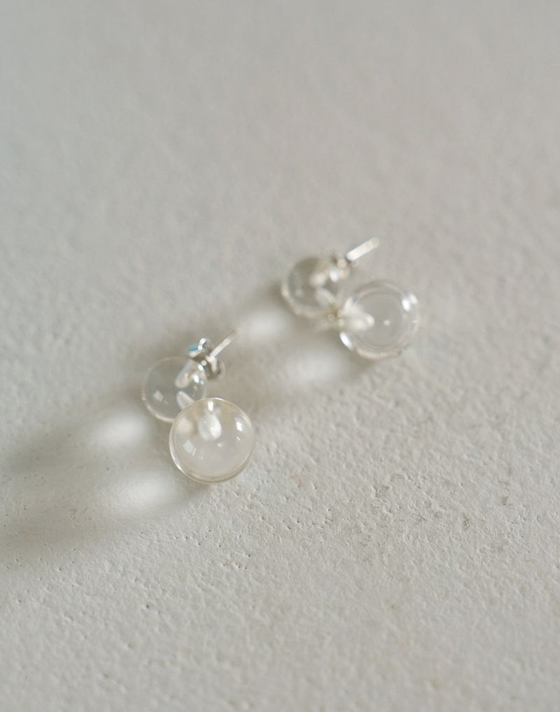 clear quartz earring (2color)