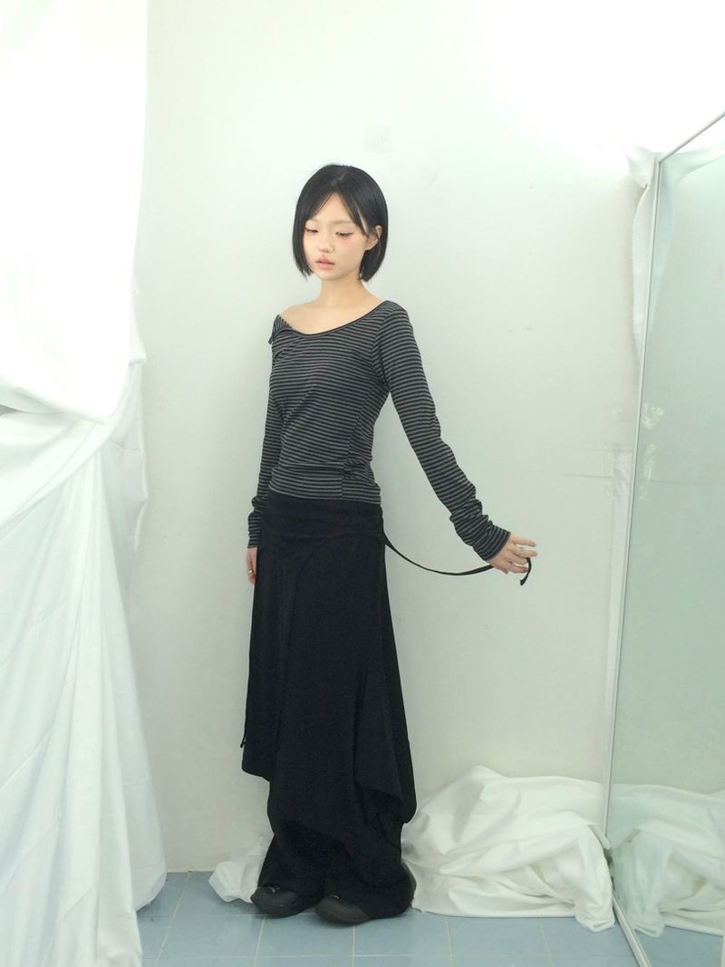 double-strap draped long dress
