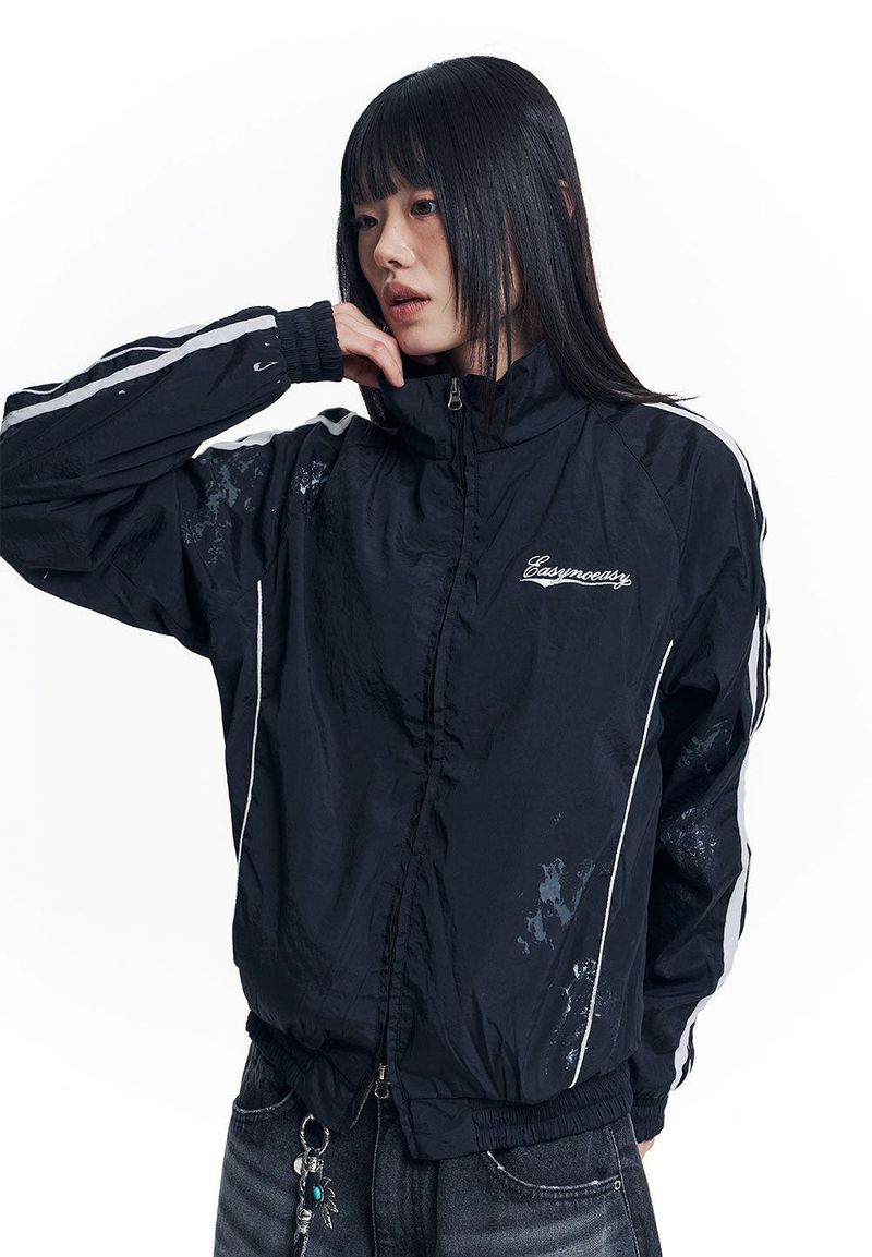 Dirty Nylon Piping Track Jacket - Black