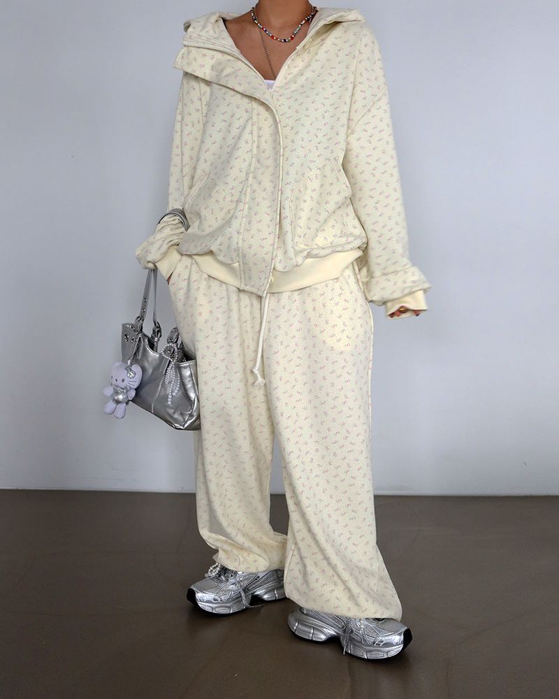 Flower Small Flower Jogger & Wide Pants