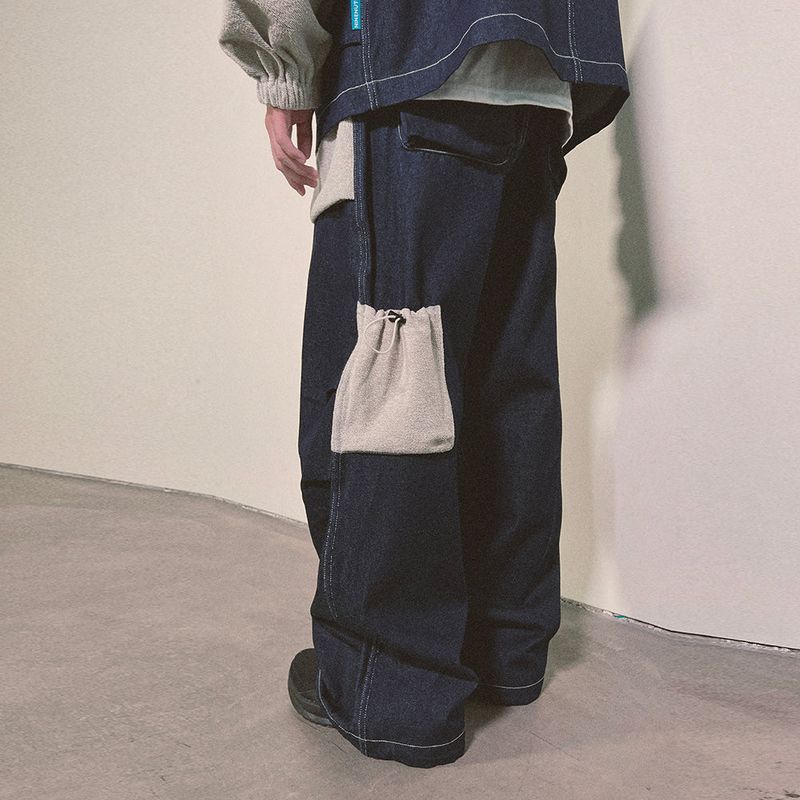 reverse terry pocket denim pants_blue