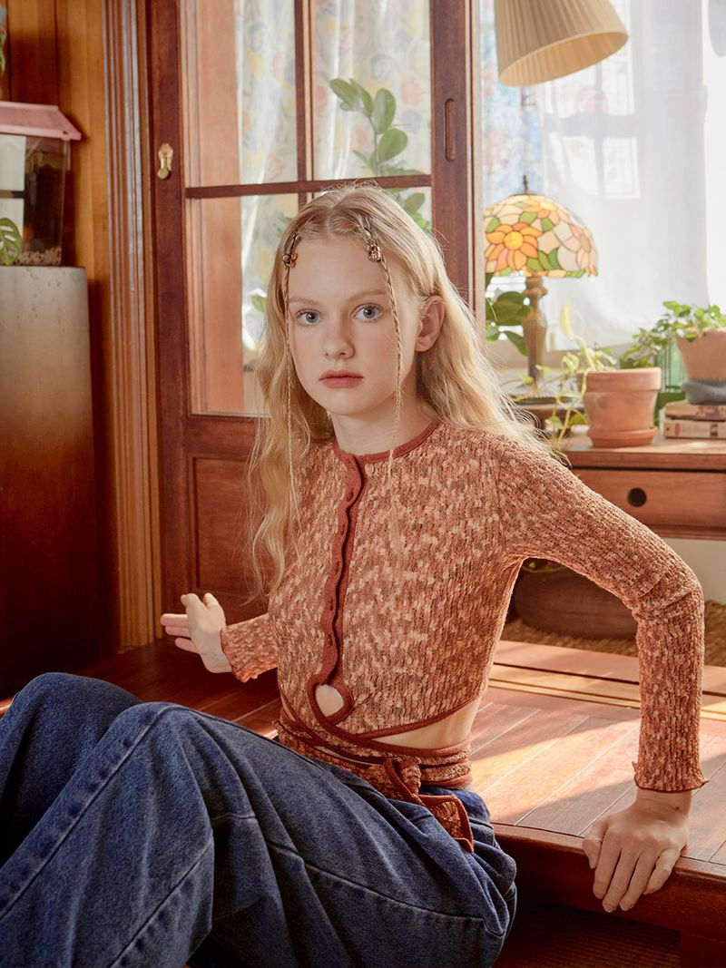 FABERFINGER(フェーバーフィンガー)の「Waist Strap Wrinkle Cardigan (Wine)()」