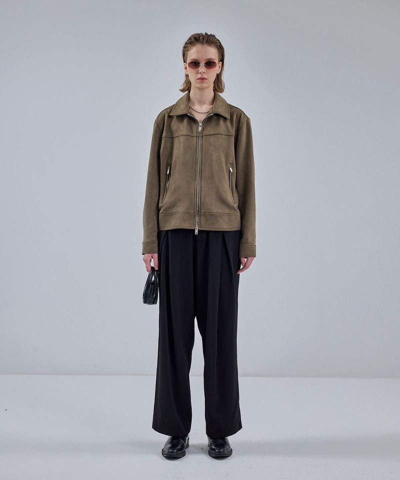86-IRO237 Biker Collar Suede Jacket