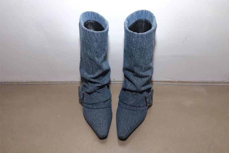 Hug belt boots _Starry blue denim
