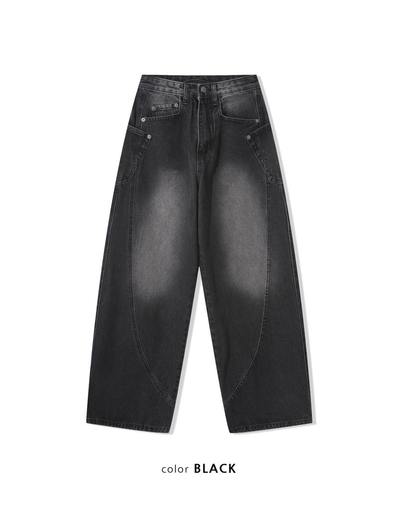 wave washed denim pants(4colors)