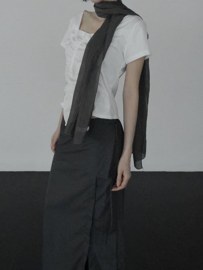 Lear Square Shirring Blouse