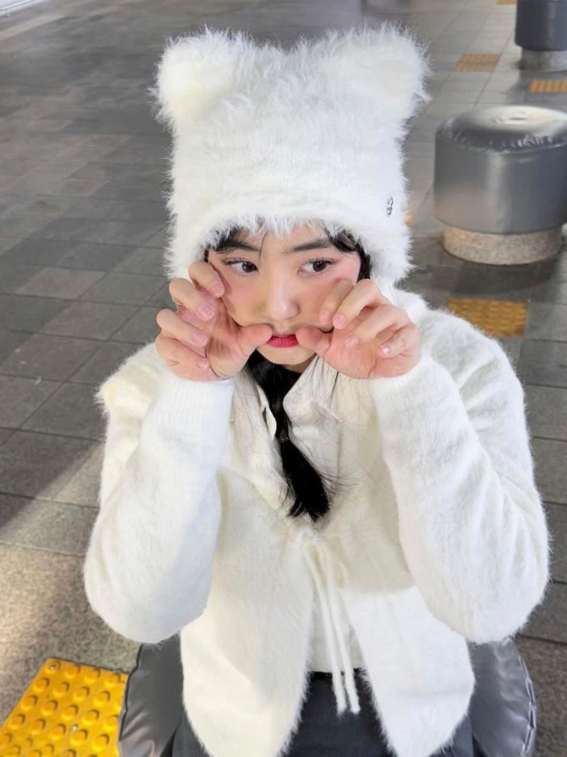 CAT FUR EARFLAP BEANIE - 4COLOR