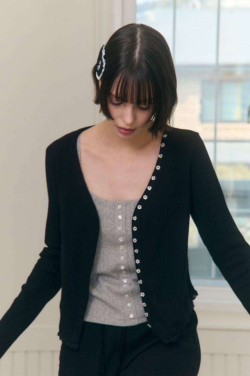 Sweet Dreams Button Cardigan (Black)