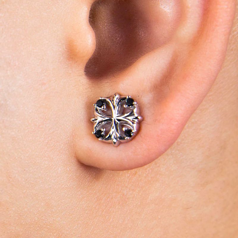 MALTESE CROSS STUD EARRINGS (Black)