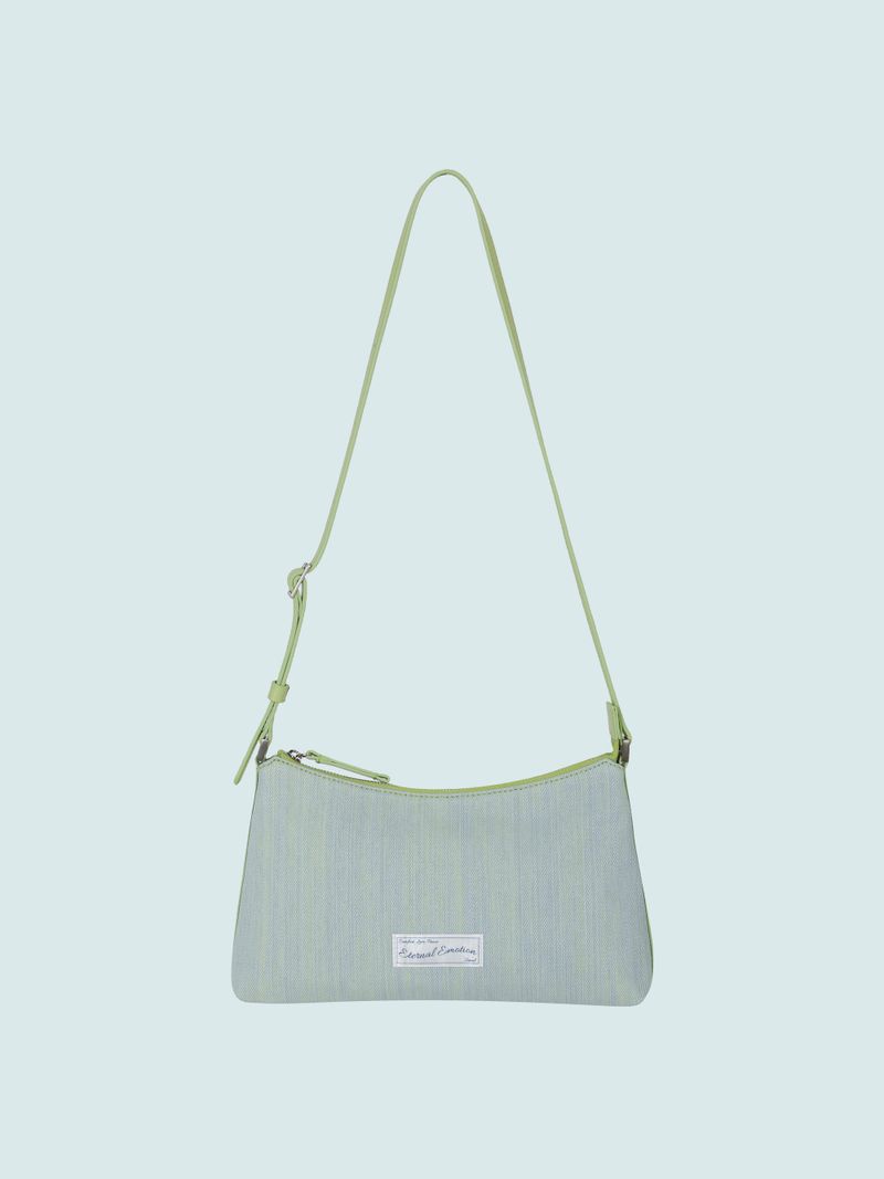 SIGNATURE LABEL DENIM HOBO BAG (LIGHT GREEN)