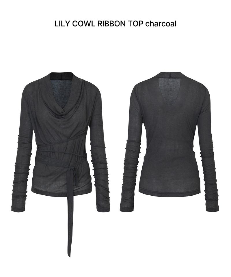 LILY COWL RIBBON TOP charcoal
