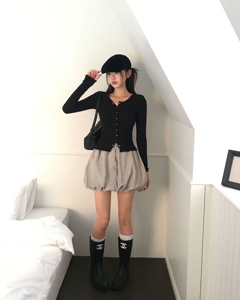 Slim Button Long Sleeve Cardigan