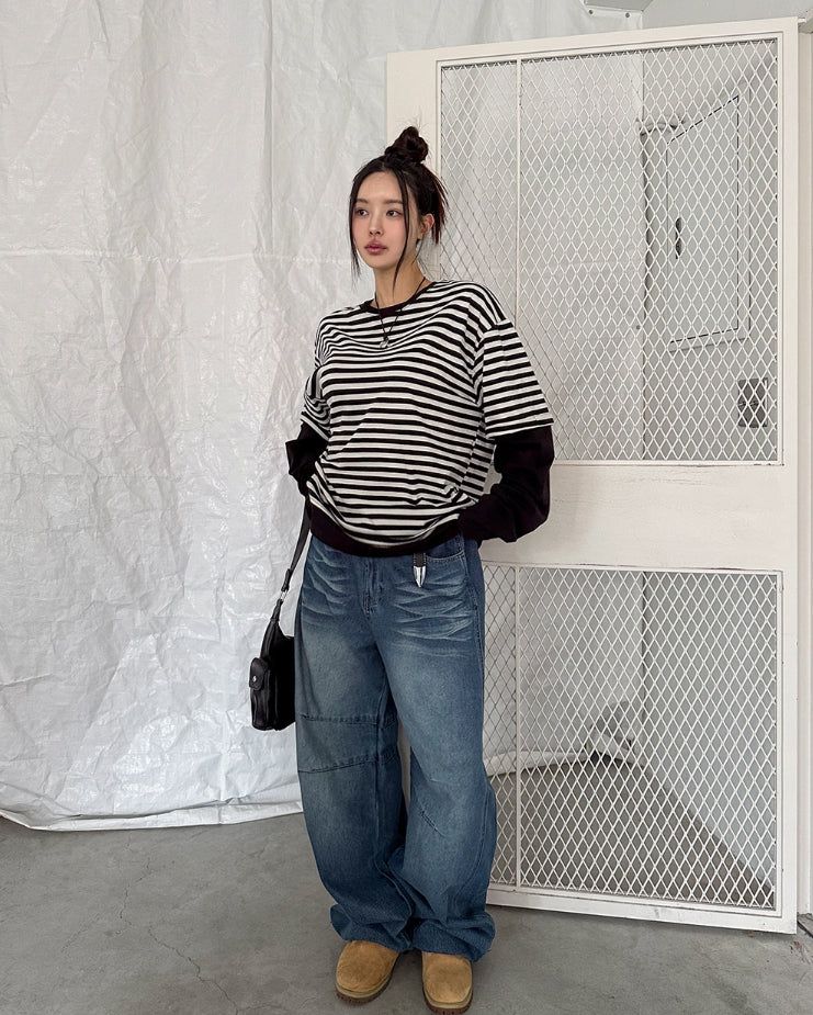 Odd stripe layered t-shirt