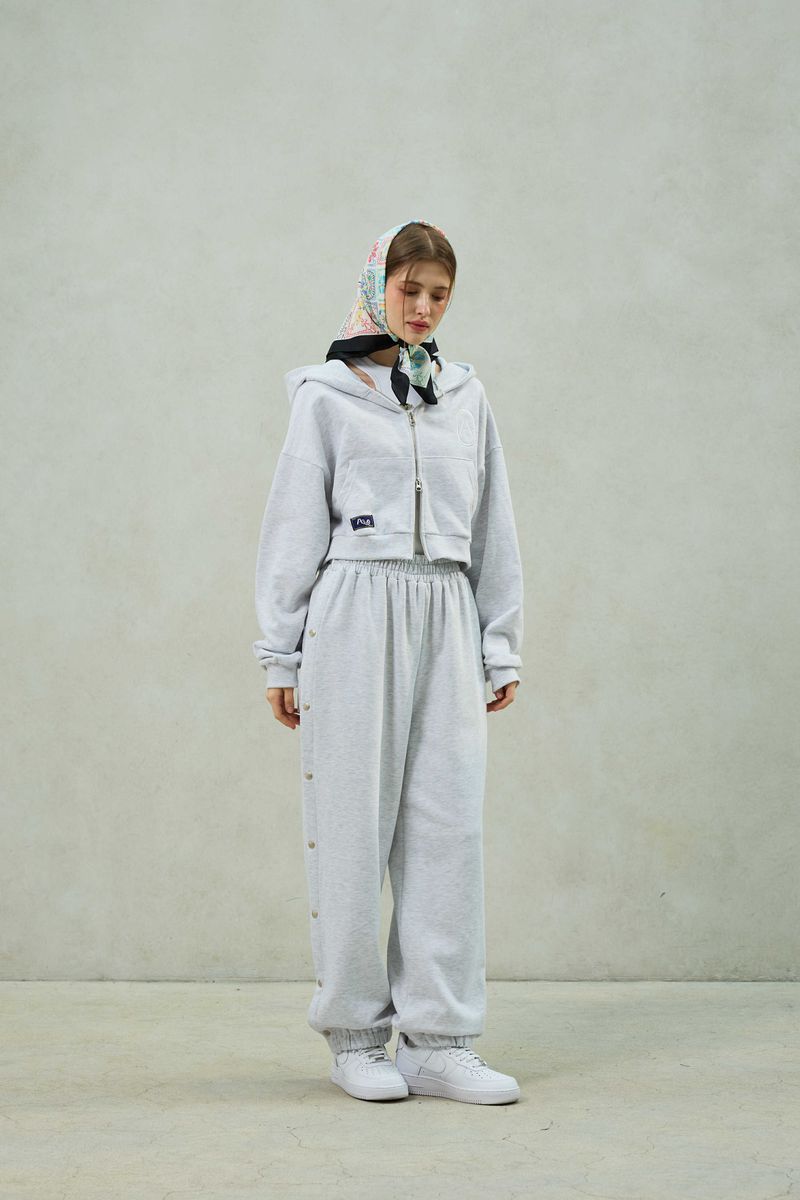PITA SNAP OFF SWEAT PANTS / WHITE-MELANGE