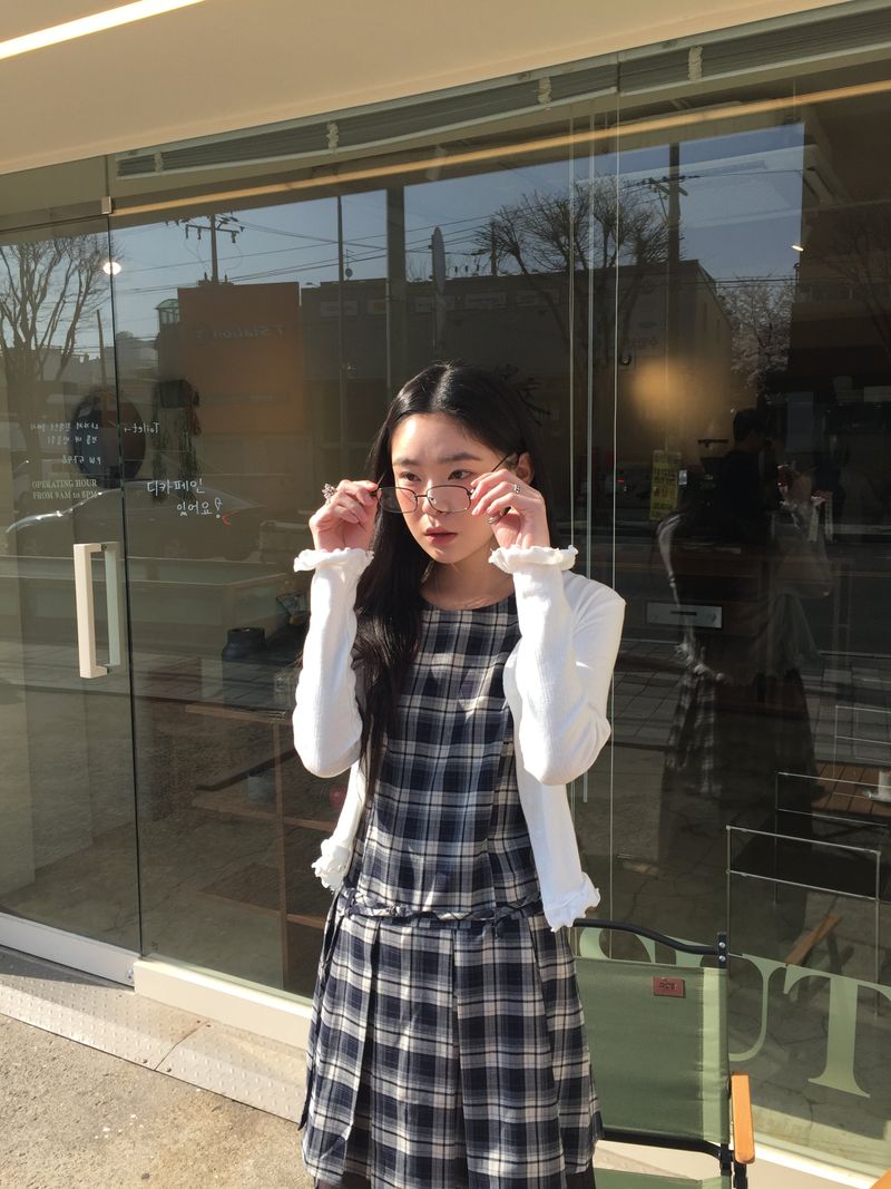 Low Check Pleated Dress (2color)