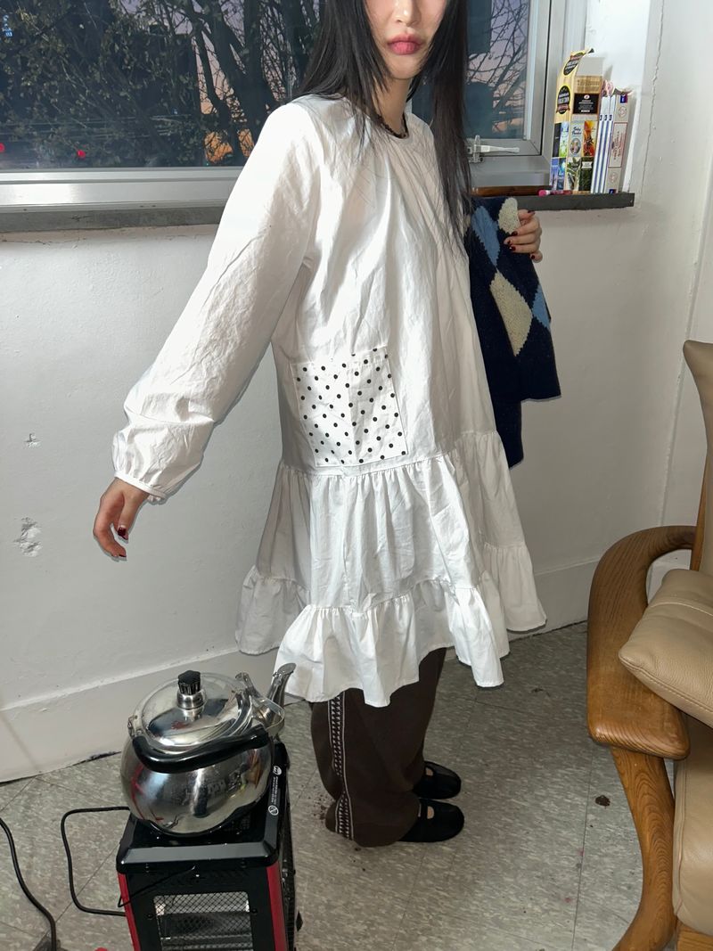 (2color) dot frill dress