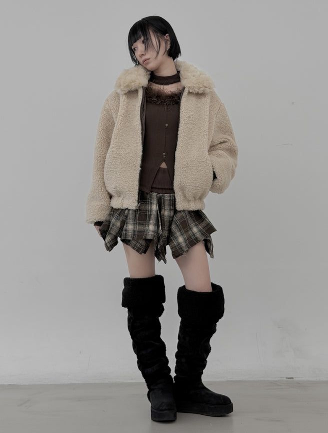 Reversible Fur Collar Quilted Dumble Jumper