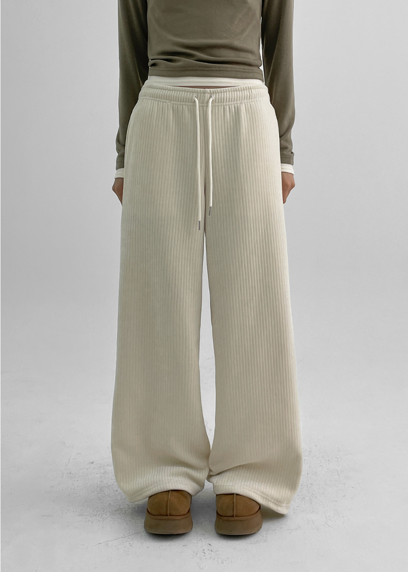 [MADE] Wolfin Belloa Ribbed Wide Banding Pants
