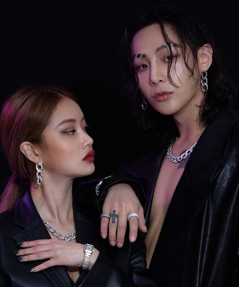 [BLACKLABELl]PONDEL cubic chain earring