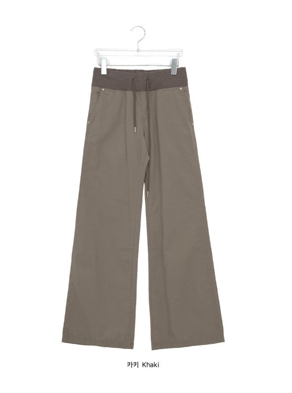 Drea Banding Cotton Wide Bootcut Pants