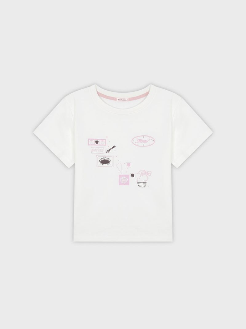 Baking Print T-Shirt(PINK)