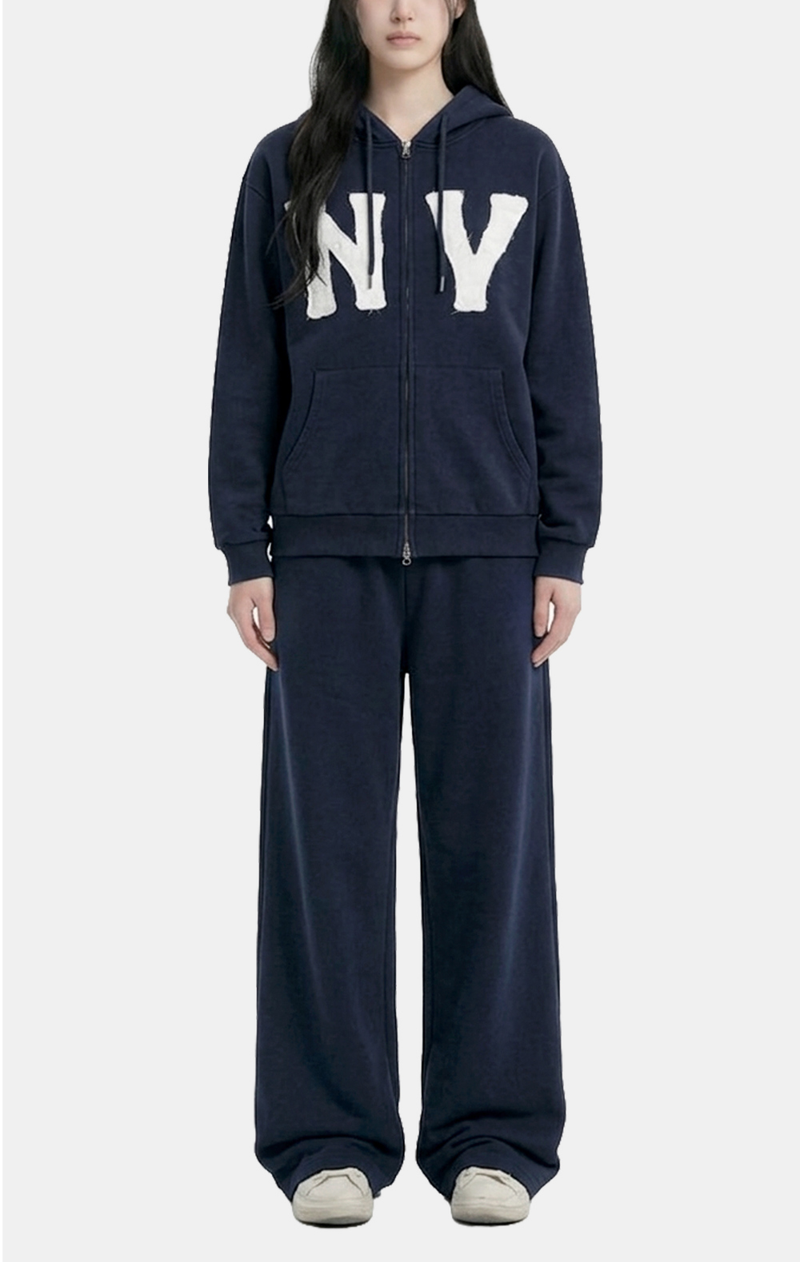 NY Lettering Cotton Hood Zip-up