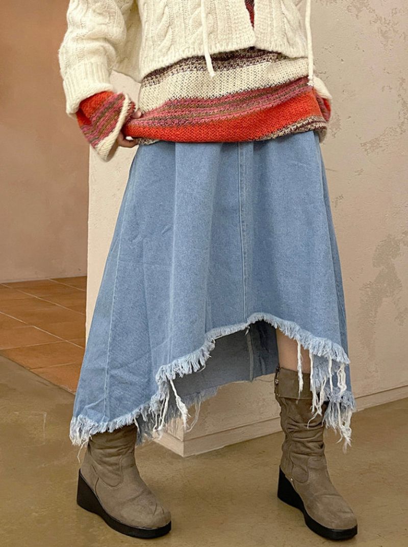 vintage jean damage long skirt