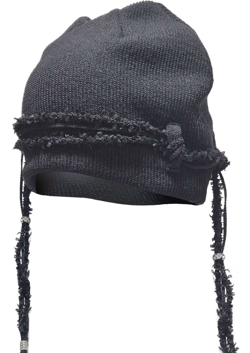  KNIT BRAID BEANIE . CHARCOAL