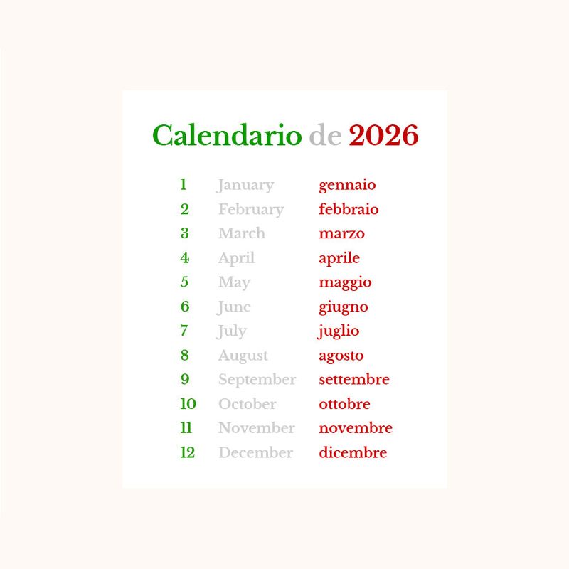 2026 Italy Calendar (A4)
