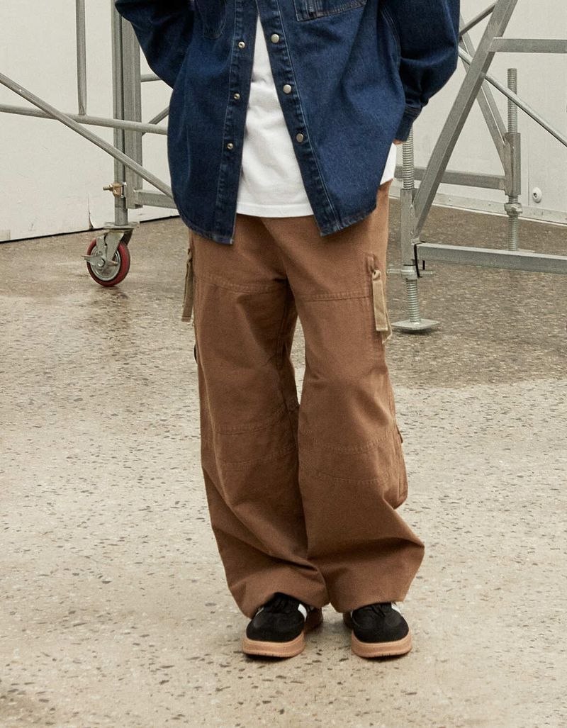 VINTAGE WASHED TAIL POCKET PANTS - BEIGE