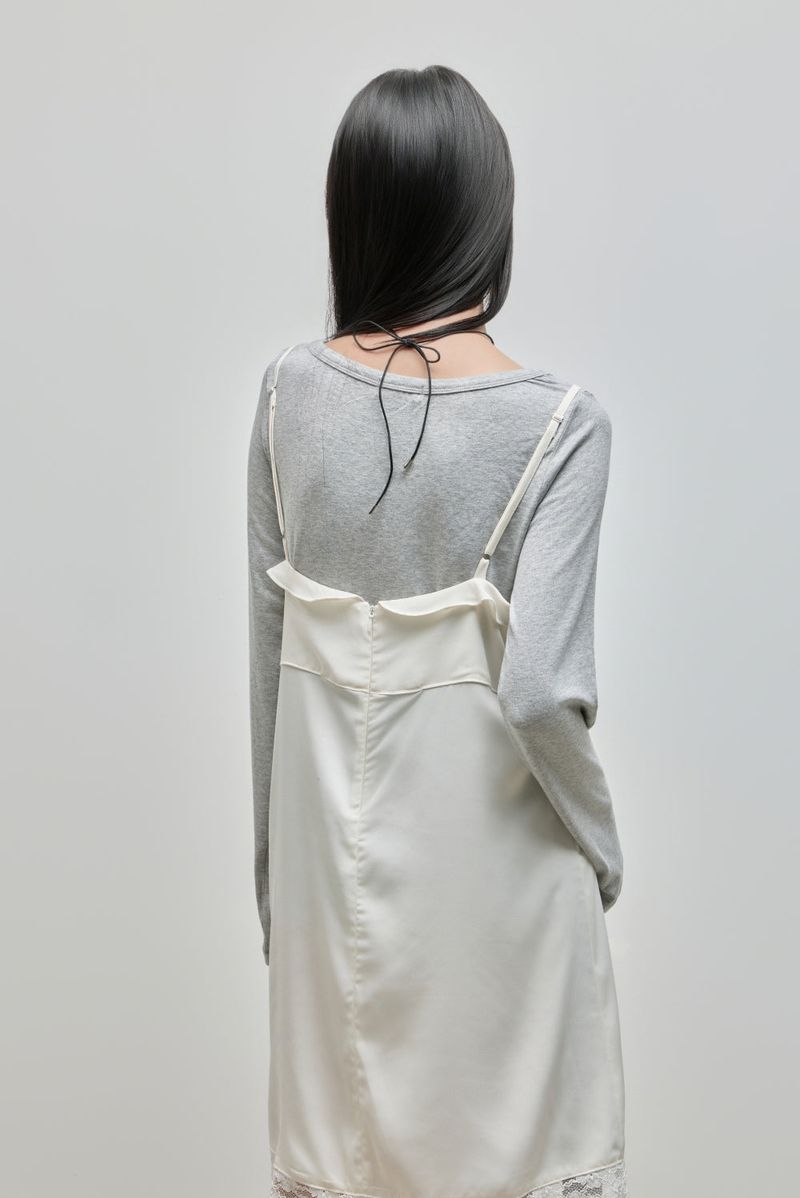 Silky Lace Bustier Dress_Ivory