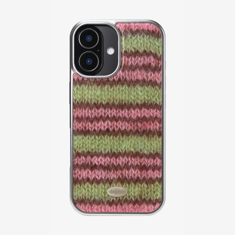 MOHAIR STRIPE SILVER EPOXY CASE _ PINK